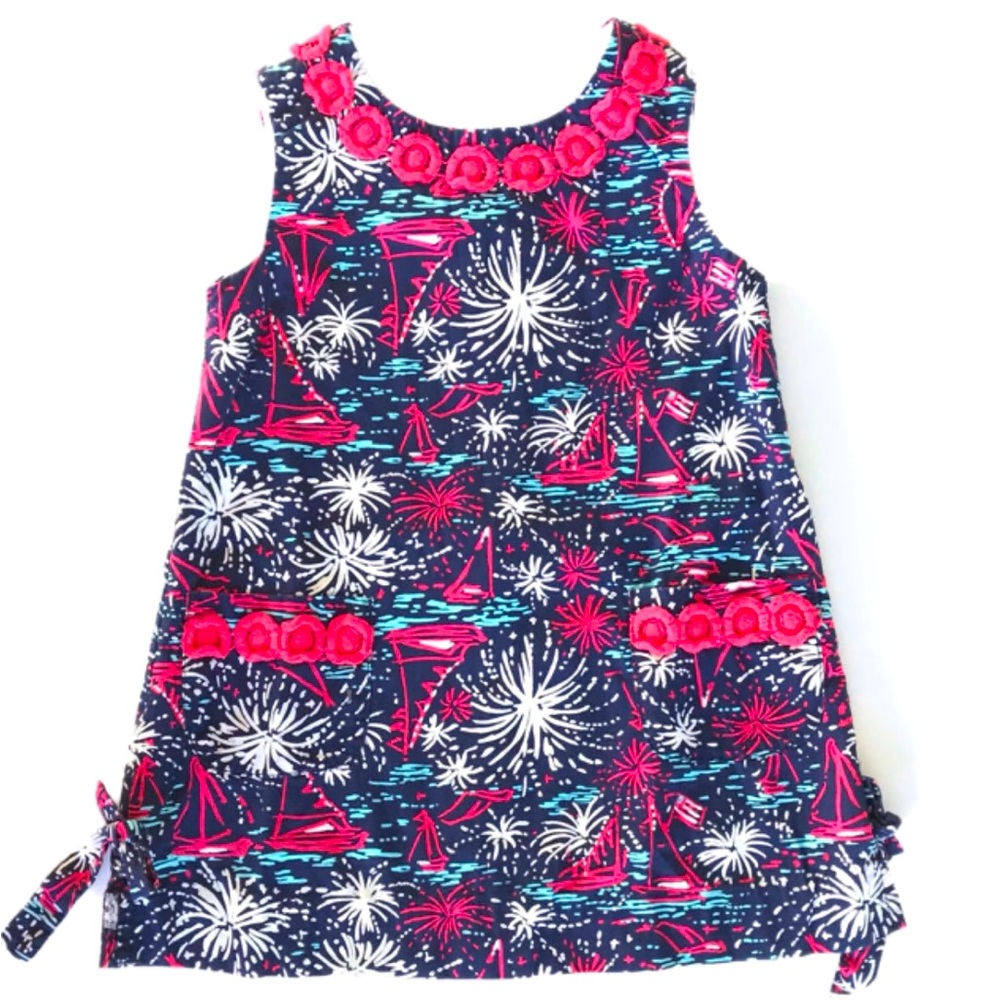 LILLY PULITZER ULTRA RARE Sparks Fly Glow in Dark Fireworks Shift Dress HTF 8